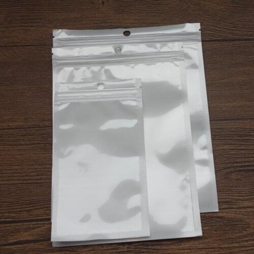 100PCS/set White Clear Ziplock bag Hanging hole Self Seal Zipper Home Food Small jewelry Data line bag Plastic Retail Packaging