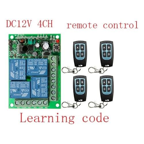 DC12V 24V 4 CH 4CH RF Wireless Remote Control Switch System Receiver+Waterproof Transmitter,315/433.92 MHz Garage Door /lamp