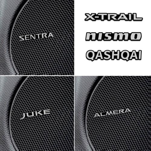 4Pcs Car Audio Speaker Badge Decorate Stickers For Nissan Qashqai J11 Note Juke Sentra Patrol Navara Micra Leaf Almera X-trail