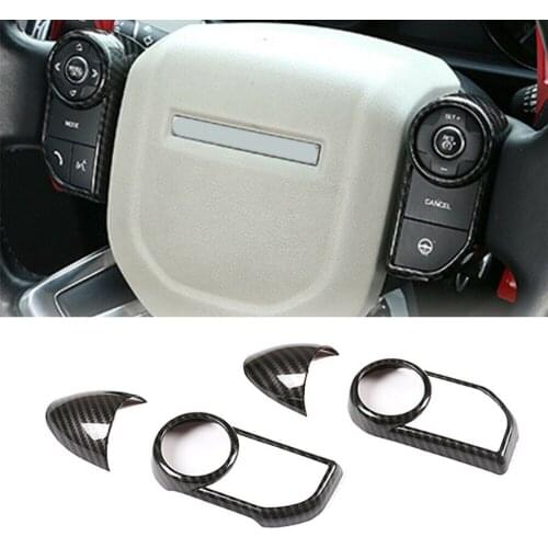 4pcs/set ABS Carbon Fiber Style Steering Wheel Strip Frame Fit For Land Rover Range Rover Sport 2014 2015 2016 2017 Accessories