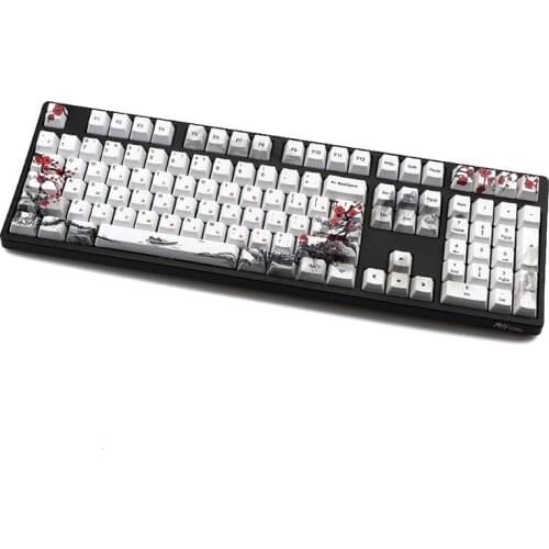 5 Sides Dye-Sublimation 110 Keys PBT OEM Russian Keycap Wangjiang Plum Blossom