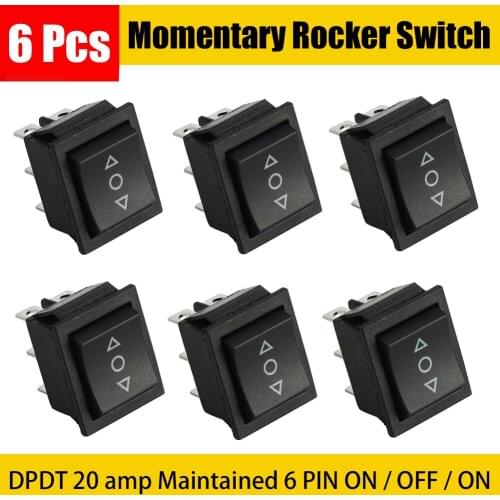 6 Pcs DPDT 250V / 16A Maintained 6 PIN ON / OFF / ON Momentary Rocker Switch Suitable for Car, Motorcycle, Boat or Other