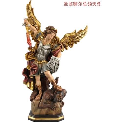 ANTIQUE ST. MICHAEL THE CHIEF ANGEL MICHAEL THE CATHOLIC HOLY OBJECT ICAMINO IMPORTED FROM ITALY ART SCULPTUR STATUE