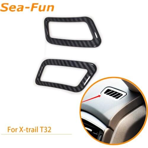 Car Small Air Conditioner Outlet AC Vent Trims Cover ABS Carbon Fibre For Nissan XTrail T32 2014-2020 Inner Accessories