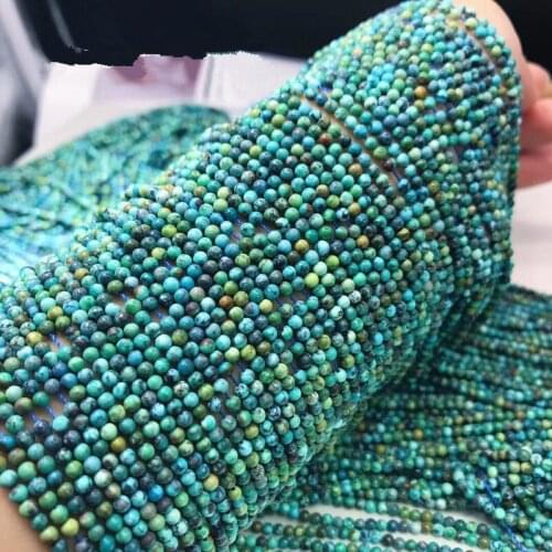 Turquoise round 2mm green 15" for DIY jewelry making loose beads FPPJ wholesale beads nature gem stone