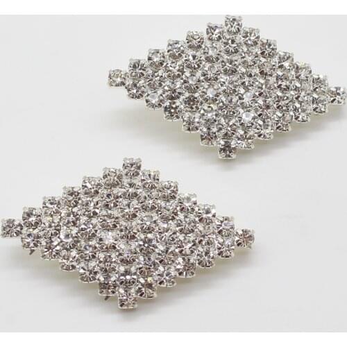 New 5pcs 26*45mm Clear Diamond Rhinestone Brooch Button Shining Crystal Decoration Metal flower Hair Accessories