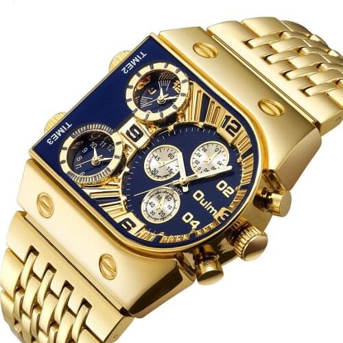 2021 Brand New Oulm Quartz Watches Men Military Waterproof Wristwatch Luxury Gold Stainless Steel Male Watch Relogio Masculino