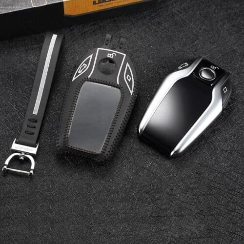 Luckeasy key case for BMW I8 series 7 2016 2017 x7 car key holder remote leather key cover key2p