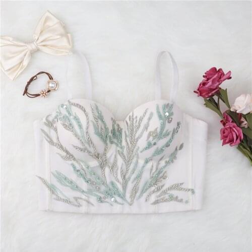 Breathable Inner Top Embroidered Beading Camisole Performance Clothing Fashion Lingerie Women Backless Bustier Bra Y1142