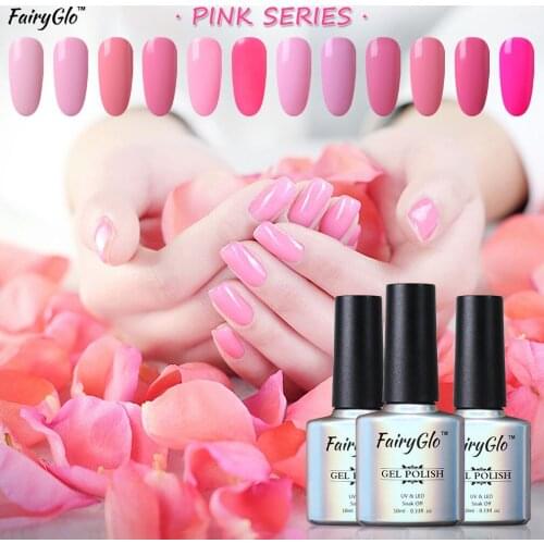 FairyGlo 10ml Pink Color Series Gel Nail Polish Semi Permanent Enamel Nail Polish Nail Art Gel Polish Soak Off Gel Varnish Gels