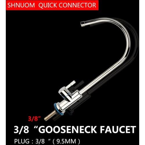 Gooseneck Water Purifier Faucet Reverse Osmosis Drinking Water Filter Faucet Chrome Plating 3/8" PE Quick Connect Ceramic Core