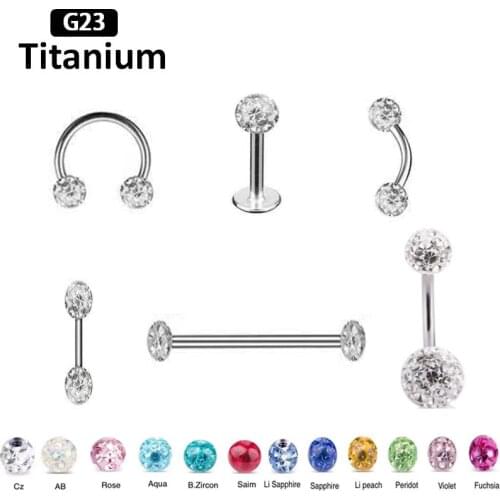 G23 Titanium Epoxy High quality Labret Industrial Barbell Banana BCR Ring Horseshoe Ear Rings fashion piercing jewelry
