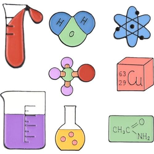 Chemistry Symbol Enamel Pins Brooch Chemistry Pharmacist Backpack Shirt Badge Jewelry Lapel Pin 8 Styles for Student Accessories