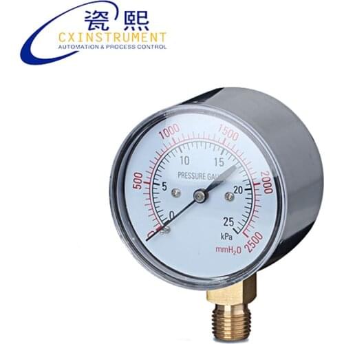 The Capsule Pressure Gauge With 0~60 Kpa Pressure Gauge 60mm Diameter Radial Install Stainless steel Air Pressure Gauge