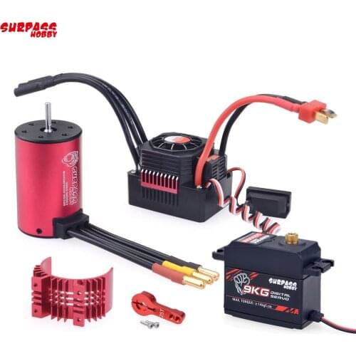 KK Waterproof Combo 3660 3500KV Brushless Motor w//Heat Sink 80A Brushless ESC +S0900M 9KG servo for RC 1/10 Car