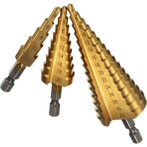 2 Sizes 1 Pcs 4-12/20mm HSS Steel Cone Drill Bit Set Metric Spiral Flute The Pagoda Shape Hole Cutter HSS Steel Step Sharpening