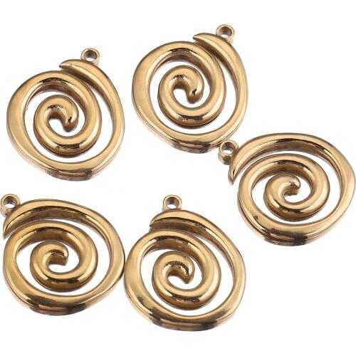 5pcs lot Stainless Steel Greek Sterling Gold Spiral Thread Charms Connectors Jewelry Accessories for Women Diy Bracelet Necklace