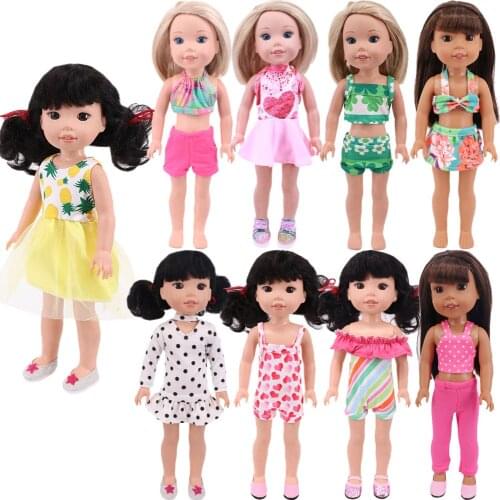 Doll Clothes For 14 Inch Wellie Wisher & 32-34 Cm Paola Reina Short Skirt Jumpsuit Cute Animal Print Pattern Veil,Gift For Dolls