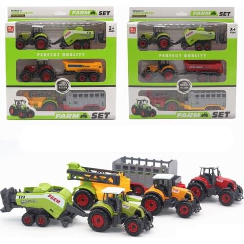 Diecast Farmer Toy Vehicles Die-cast Metal Collectible Models Car Farm Tractors Planters Trailers Play Set Kids Child Xmas Gifts