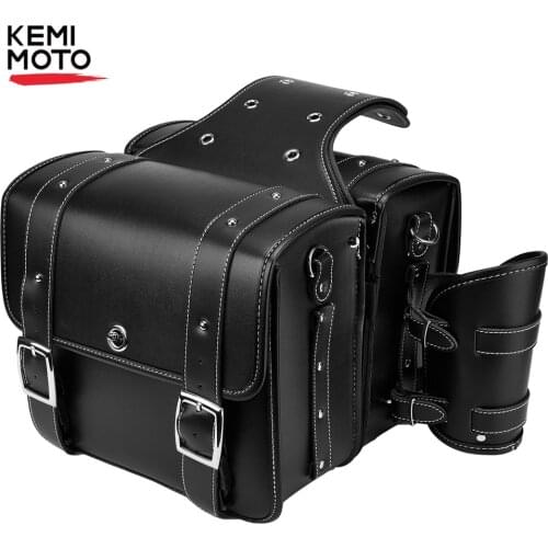 Motorcycle Saddlebag Waterproof Luggage Bag Leather For Sportster XL883 XL1200 For Kawasaki Vulcan Touring For BMW For TMAX 530