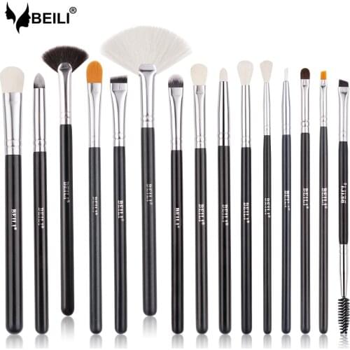 BEILI Makeup Brushes Set Black 15pcs Professional Eye Makeup Brush Kits Eyeshadow Eyebrow Eyeliner Blending brochas maquillaje