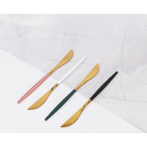 Stainless Steel Dessert Knife Cutlery Set 4pcs Dinnerware Sets Complete Kitchen Silverware Dessert Knife Tableware Dropshipping