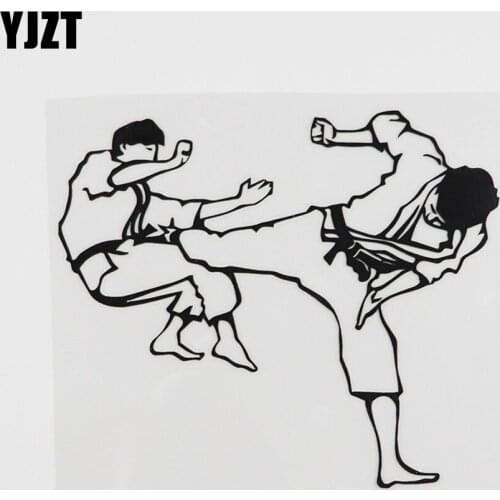 YJZT 14.1CMX12.1CM Karate Martial Arts Sports Fight Decal Vinyl Car Sticker Black/Silver 8A-0239