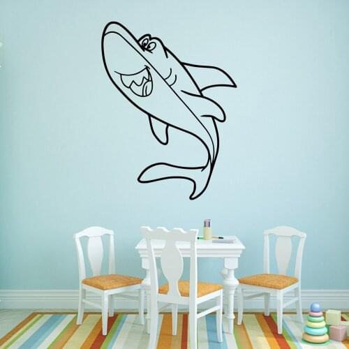 Pretty Shark Family Wall Stickers Mural Art Home Decor Kids Room Nature Decor Removable Mural