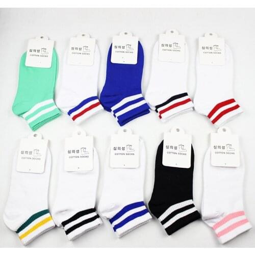 1 Pair Unisex Socks 7 Colors Two Bar Classic Stripes Lovers Socks School Wind Retro Leisure Socks Women Sock