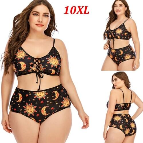 2021 New Super Large Size 10XL Sexy Bikini set Print Swimsuit Plus Size Swimwear Big Breast Brazilian Bathing suit Push-up