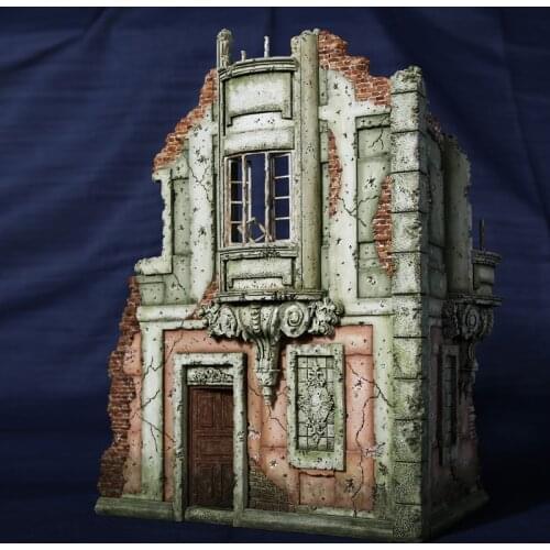 Crazy King original 1/35 resin building 02 World War II scene ruin model GK white model hand