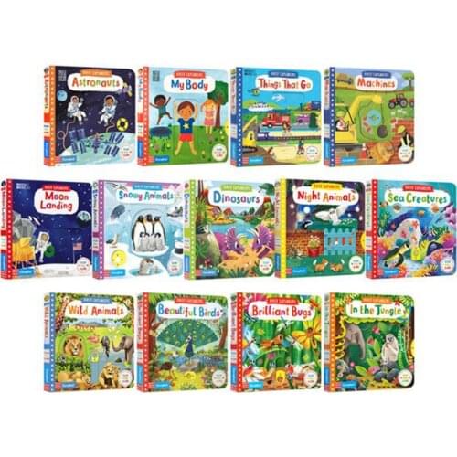 0-6 year 13book/set Busy series First Explorers English picture books Childrens English Enlightenment Paperboard operation book