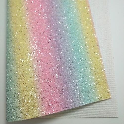 2PCS A4 SIZE 21X29CM Rainbow Chunky Glitter Leather Fabric Synthetic Leather for DIY Accessories GM3202A