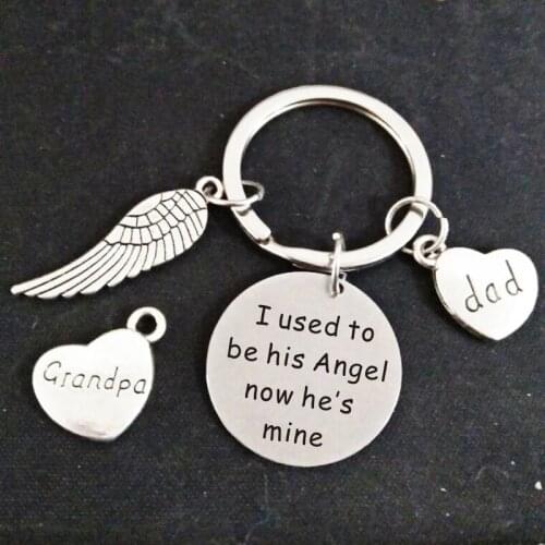 Personalize Memorial Necklace I Used To Be His Angel Now He Is Mine Memorial Jewelry Daddy Loss Bereavement Gift Mom