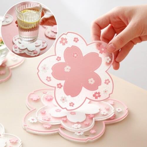 Cherry Blossom Coaster Home Office Anti-Skid Tea Cup Milk Coffee Mug Pad Heat Insulation Tableware Pot Table Mat Kitchen Utensil