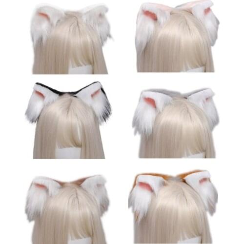 Lovely Faux Fur Kitten Ears Lolita Hair Clips Japanese Anime Cosplay Furry Animal Hairpins Halloween Costume Party Props