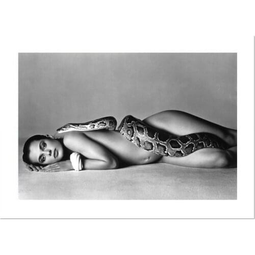 Sexy Painting Woman Python Art Poster On Loft Black and White Canvas Picture Prints Wall Decoration Prints Frameless