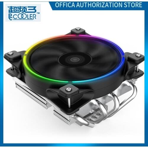 Pccooler CPU Radiator 4 Heat Pipes 12CM Smart Aperture Silent Fan Support Intel AMD /AM4/2066 Multi-Platform Support