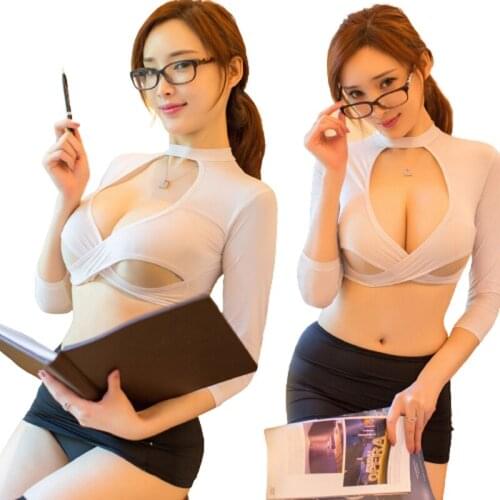 Sexy Cosplay office Erotic Costumes Secretary Sexy Girl Stripper Cloth Skirt for Cosplay Lingerie Role Women Nightwear Dress