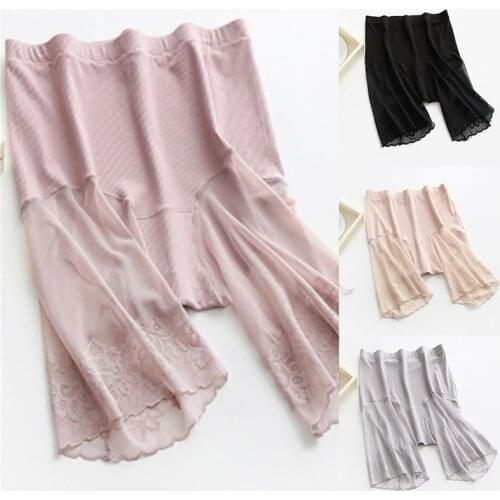 2020 Plus Size Shorts Under Skirt Sexy Lace Anti Chafing Thigh Safety Shorts Ladies Underwear Large Size Safety Pants Women