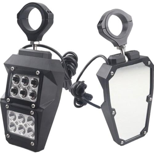 2 PCS 1.75-2 Inch Roll Bar Cage ATV Led Work Light with Side Rear View Mirrors 36W 6000K Led Driving Running Lights Accessories