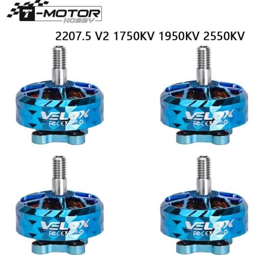 T-Motor VELOX VELOCE 2207.5 V2 1750KV 1950KV 2550KV 4-5S Brushless Motor W/4mmTitanium alloy shaft 4-5inch prope for FPV Drone