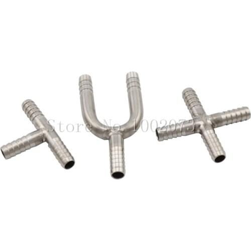 Stainless Steel U Shaped Hose Barb Tee 3-Way T-Shape 4-Way Beer Hose Splicer Connector Cross Fittings for Home Brewing Beer Line