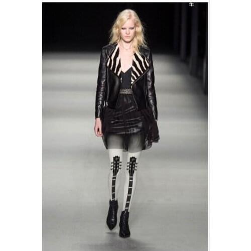 Women Punk Rock Guitar Printing Hip-hop Spring & Autumn Velvet Pantyhose