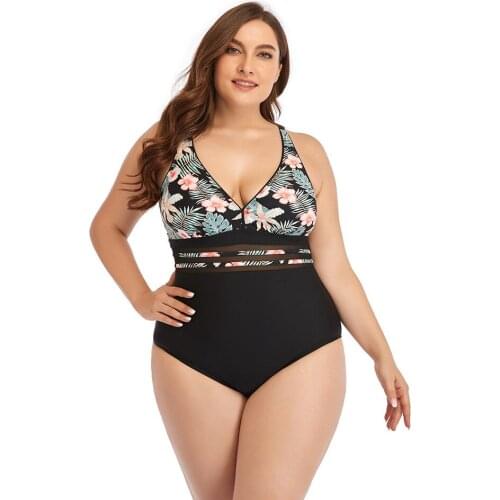 Women Swimsuit One Piece Swimwear Large Print Floral Swimming Bathing Suits Beachwear Wear For Female 2021 New