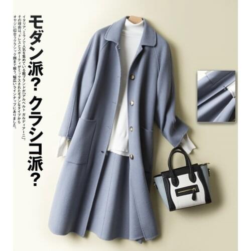 Wool 2020 New 100% Coat Women Autumn Winter Double-sided Long Jacket Overcoat Abrigos Mujer Elegante 9717 KJ2092