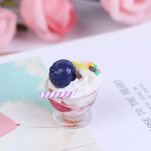 1:12 Dollhouse Miniature Blueberry Ice Cream Cup Dolls Kitchen Food Accessories