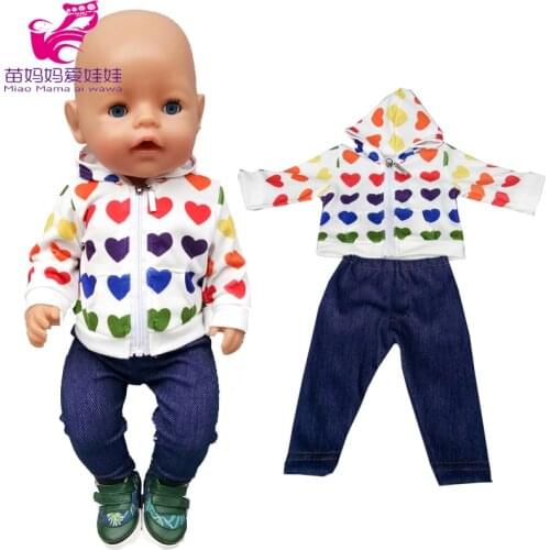 43cm Baby Doll Boy Clothes Heart Hoody Coat Jeans Trousers 18 Inch Girl Doll Jacket Toys Clothes Underpants Shorts