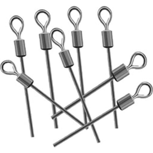 50pcs Fishing Swivel Hard Steel Wire Long Pole Fishing Swivel Stainless Steel Barrel Rolling Connector Fishing Accessories