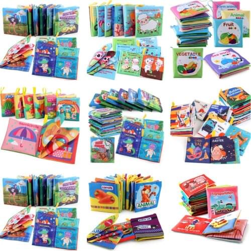 6Pcs Baby Cloth Book Intelligence Develop Soft Learning Cognize Reading Books Early Educational Toys Quiet Readings 0-12 Months